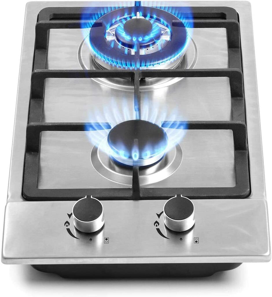 Buy 12 Gas Cooktops, 2 Burner Drop-in Propane/Natural Gas Cooker, 12 Inch Stainless Steel Gas Stove Top Dual Fuel Easy to Clean (12Wx20L) Online in India. B087927R4Q