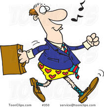 Cartoon Absent Minded Business Man Walking to Work in His Boxers #350 by Ron Leishman