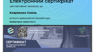 Сертифікат. Курс "Безбар'єрна грамотність", Інструменти системи "Єдина школа"