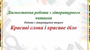 Діагностична робота. Робота з літературним твором.
