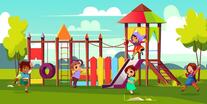 Free Vector | Children playground cartoon illustration with multinational,  preschooler kids characters