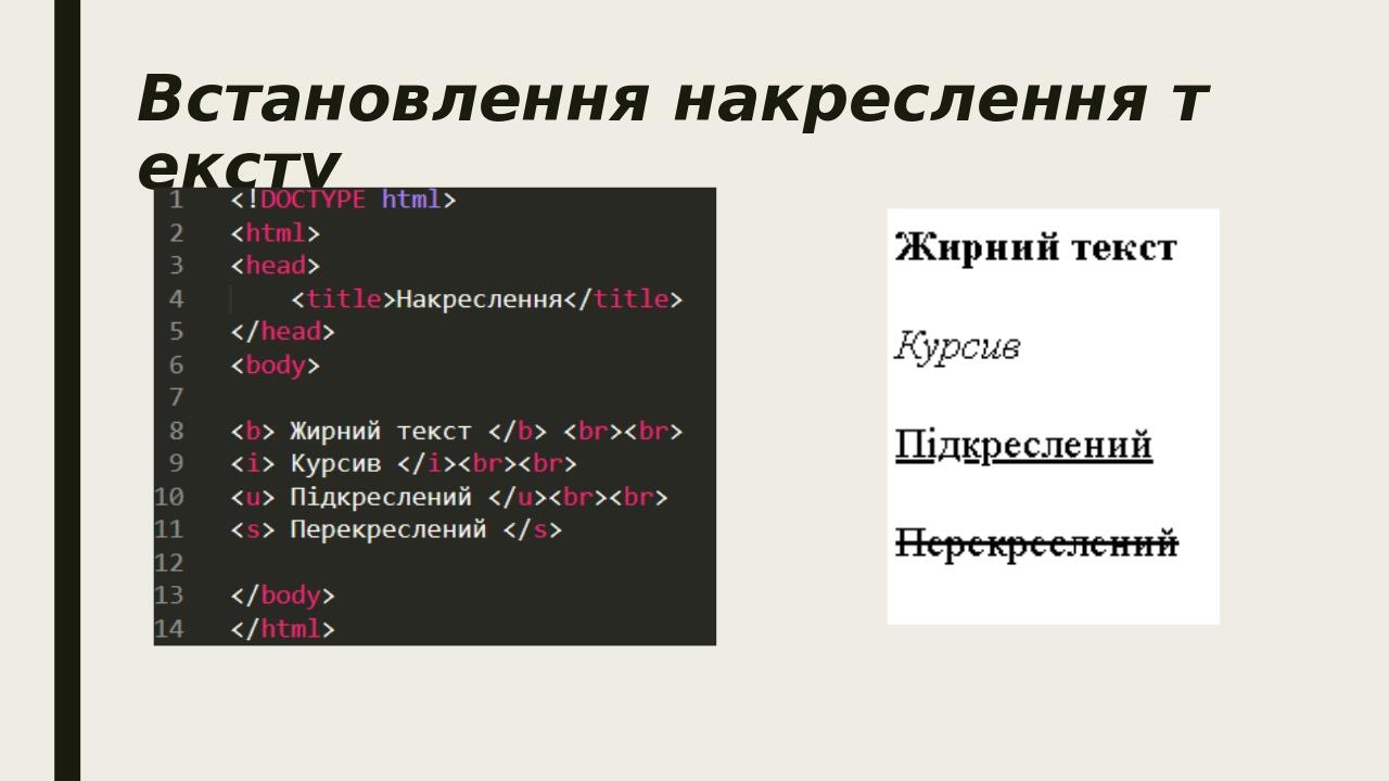 Встановлення накреслення тексту