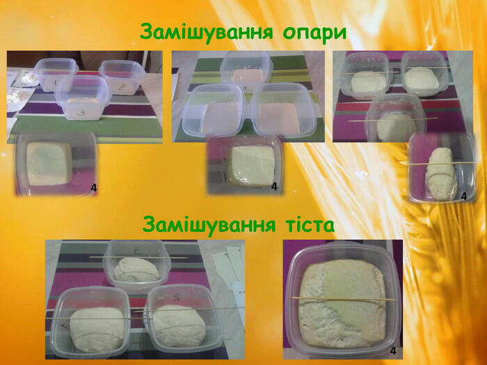 Замішування опари Замішування тіста 4 4 4 4