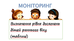 Визначення рівня досягнень дітей раннього віку(таблиці)