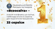 «Всеосвіта» встановила рекорд як перша українська освітня платформа з найбільшою кількістю сервісів для педпрацівників