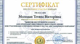 Академія цифрового розвитку. "Цифрові інструменти Google для організації ефективного зворотнього зв'язку між учасниками освітнього процесу під час дистанційного навчання"