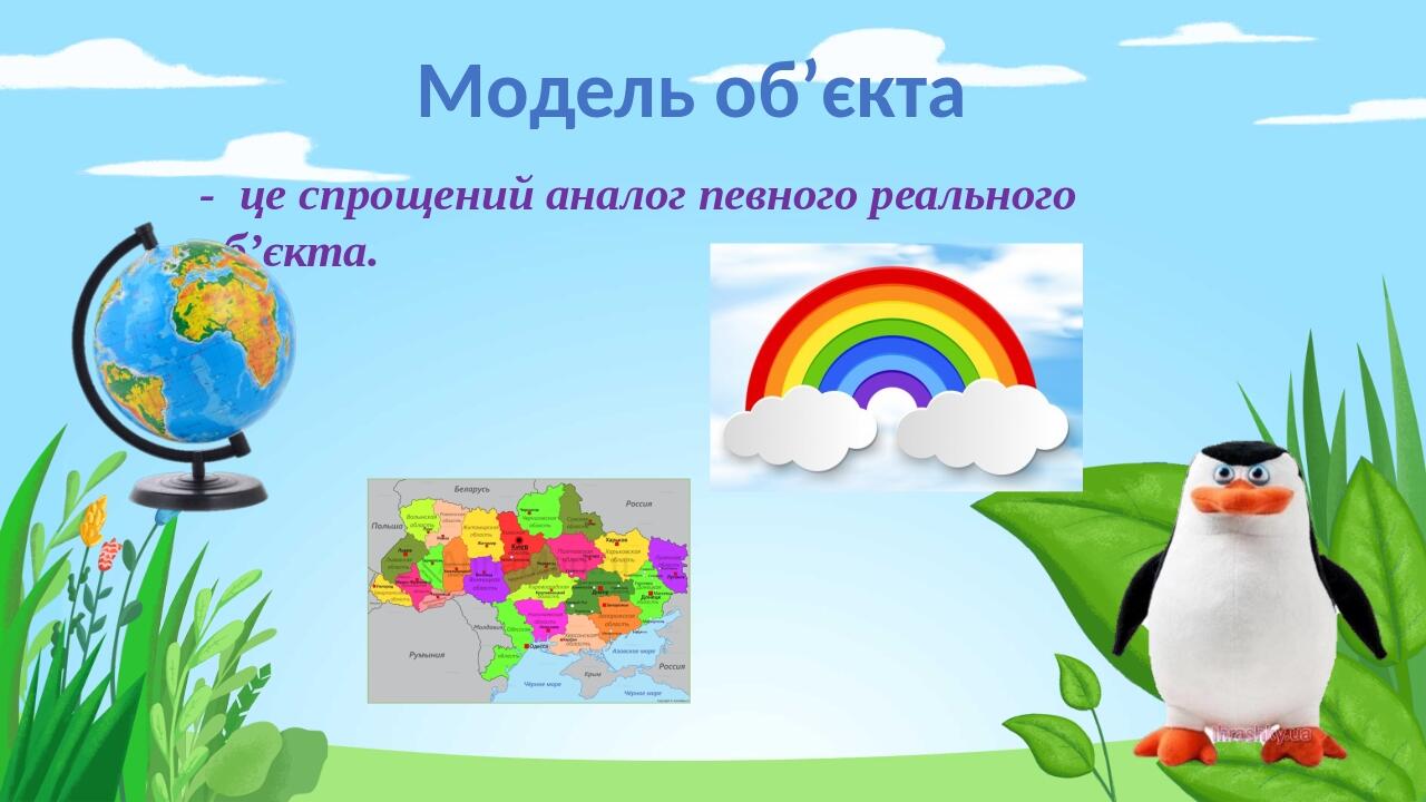 Модель об’єкта - це спрощений аналог певного реального об’єкта.