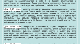 Пам'ятка ЯК ДІТИ РІЗНОГО ВІКУ РЕАГУЮТЬ НА СТРЕС ТА СПРИЙМАЮТЬ КРИЗОВУ СИТУАЦІЮ