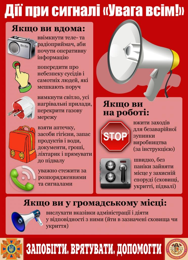 Як діяти, якщо ви почули сигнал оповіщення «Увага всім!» | Охорона праці і  пожежна безпека