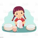 Vector Illustration Cartoon Of A Little Girl Drying The Dishes At Kitchen  Counter Kids Doing Housework Chores At Home Concept Stock Illustration -  Download Image Now - iStock