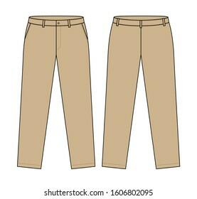 Khaki Formal Trousers Template Vector Menfront Stock Vector (Royalty Free) 1606802095