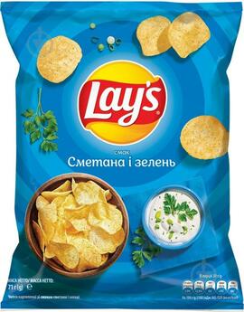 ᐉ Чипси Lays Сметана і зелень 71 г • Краща ціна в Києві, Україні • Купити в Епіцентрі