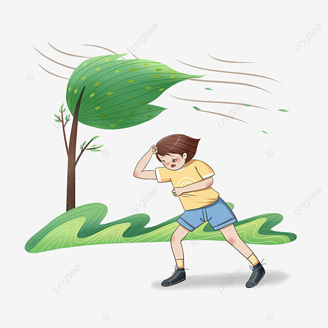 Cute Cartoon Wind Typhoon Pedestrians Walking Hard On The Road Element Illustration, Typhoon, Natural Disaster, Typhoon Warning PNG Transparent Clipart Image and PSD File for Free Download