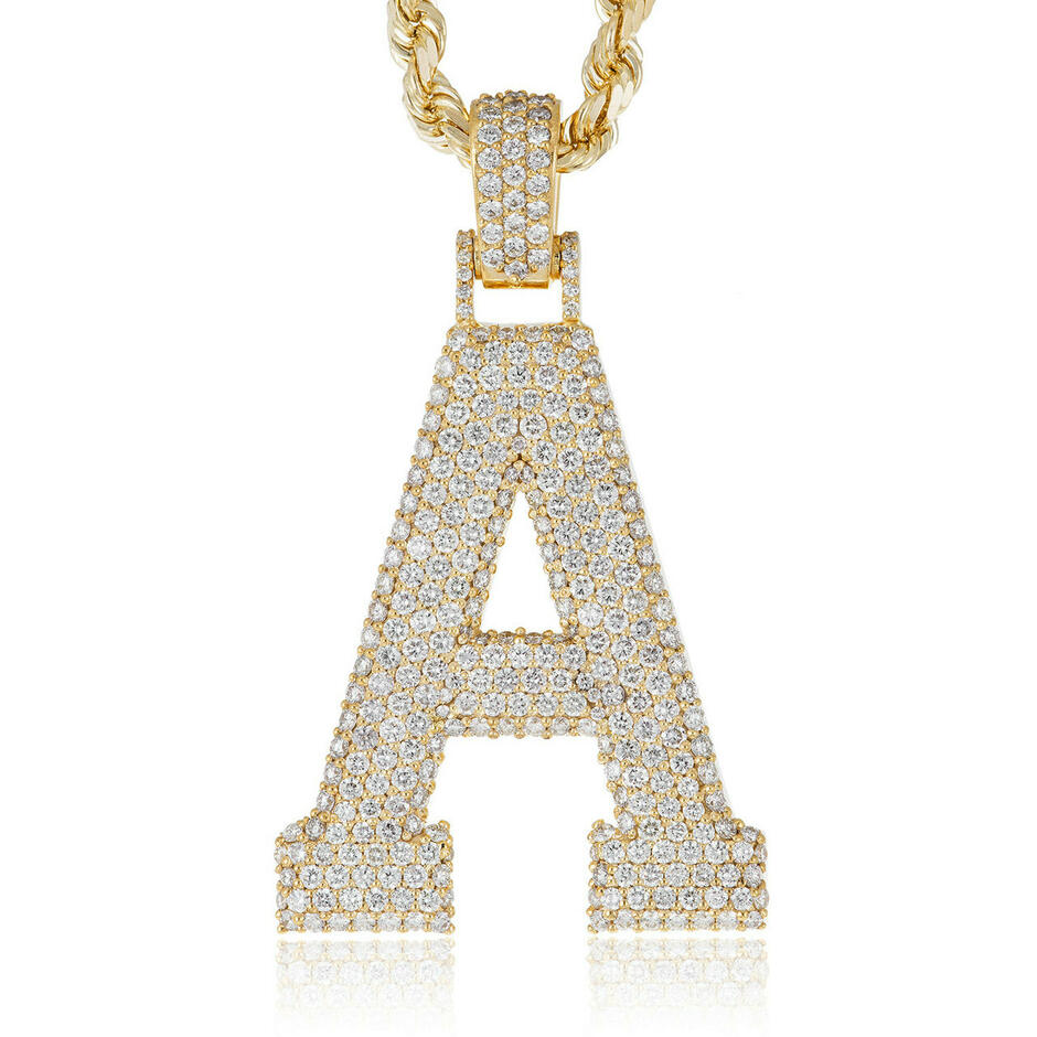 10k Yellow Gold Custom Diamond 'A' Pendant - Shyne Jewelers