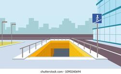 Underground Pedestrian Crossing Perspective Illustration City Stock Vector (Royalty Free) 1090240694