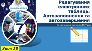 Редагування електронних таблиць. Автозаповнення та автозавершення