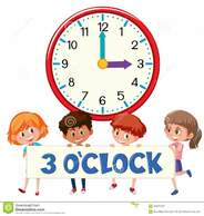 3 o`clock and students stock vector. Illustration of cartoon - 124231563