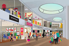 People shopping in a mall stock vector. Illustration of cartoon - 59095554