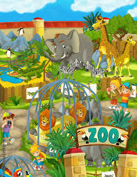Cartoon zoo - amusement park - illustration Stock Illustration | Adobe Stock