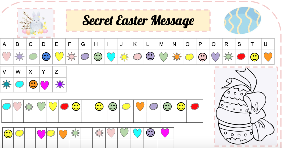 Secret Message Easter Math Worksheet Завдання до Великодня