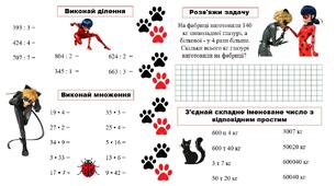 Робочі картки "Леді Баг" 4 клас українська мова, математика