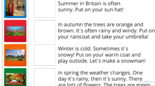 Iнтерактивна вправа. Англійська мова. Вивчення теми "Seasons, Weather, Clothеs". Four Seasons in Britain