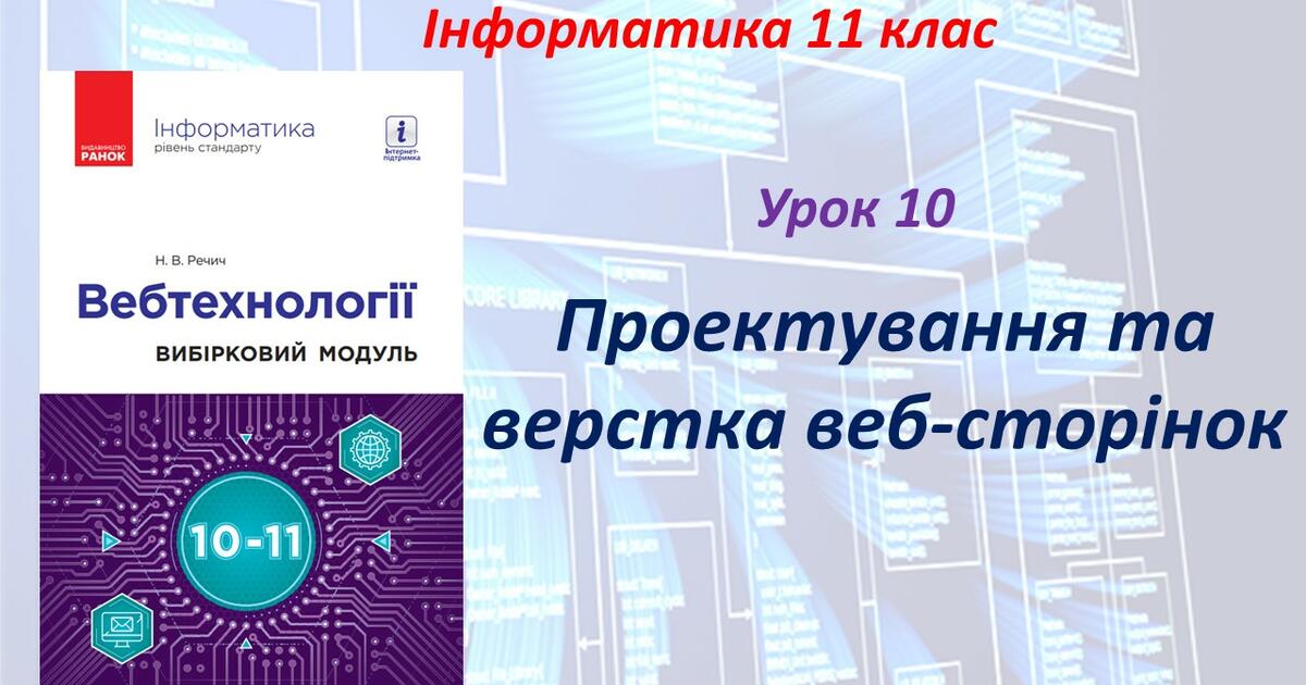 Проектування та верстка веб-сторінок | Тест на 8 запитань. Інформатика