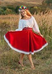 Amazon.com: Folk dress dance costume Ukrainian traditional wear red circle  skirt white blouse : Handmade Products