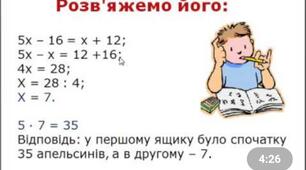СР. 6 клас. Розв'язування задач за допомогою рівнянь.