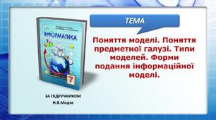 Поняття моделі. Поняття предметної галузі. Типи моделей. Форми подання інформаційної моделі.