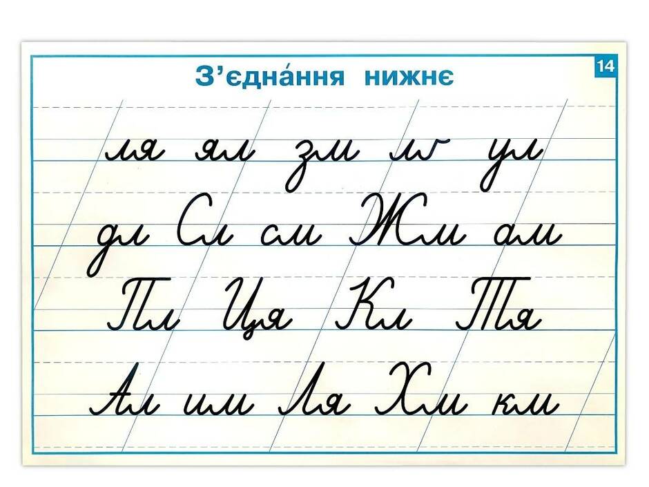 Комплект Зразки з'єднань букв. Зразки каліграфічного письма букв. Вимоги до правильної постави під час письма - купити в B-Pro