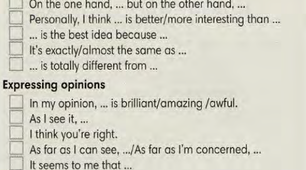 Comparing ideas and expressing a personal opinion