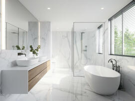 Marble Bathroom - Современный - Ванная комната - Нью-Йорк - от эксперта Coveted Interiors | Houzz Россия