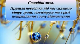 Стихійні лиха.  Правила поведінки під час сильного вітру, грози, землетрусу та в разі потрапляння у зону підтоплення