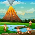 Cartoon Volcano Erupting Клипарт Скачать бесплатно