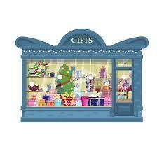 Premium Vector | Gift shop with present boxes wrapping paper rolls  christmas presentsballoons shop exterior
