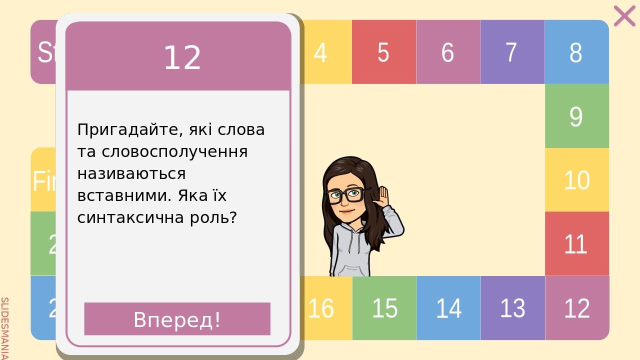 Завдання 21 Виправте помики. Тут помоєму непослідовність сили волі (Г. Тютюнник). Вперед! SLIDESMANIA.COM Start 1 2 3 4 5 6 7 8 9 10 11 12 13 14 15...
