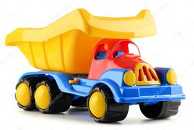Colorful plastic truck toy isolated on white Stock Photo by ©monticello 105944054