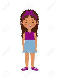 Cartoon Girl Smiling Wearing Blue Skirt And Purple Shirt Over White Background. Colorful Design. Vector Illustration Royalty Free SVG, Cliparts, Vectors, And Stock Illustration. Image 76522138.