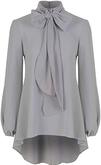 Love Camden Ladies Elegant Classic Light Grey Chiffon Crepe Pussy Bow Tie Neck Blouse Shirt Top : Amazon.co.uk: Clothing