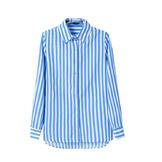 New Arrival Fashion Spring Autumn Navy Style Women's Blue and White Striped Slim Blouse Office Lady