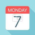 Monday 7 - calendar icon. vector illustration of week day paper плакаты на стену • плакаты 2025, 2024, 2023 | myloview.ru