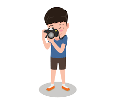 Vector illustration character cartoon photographer with camera standing taking photos isolated on white background 531773 Vector Art at Vecteezy