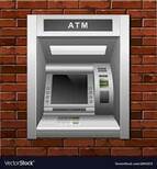 Atm bank cash machine on a brick wall background Vector Image