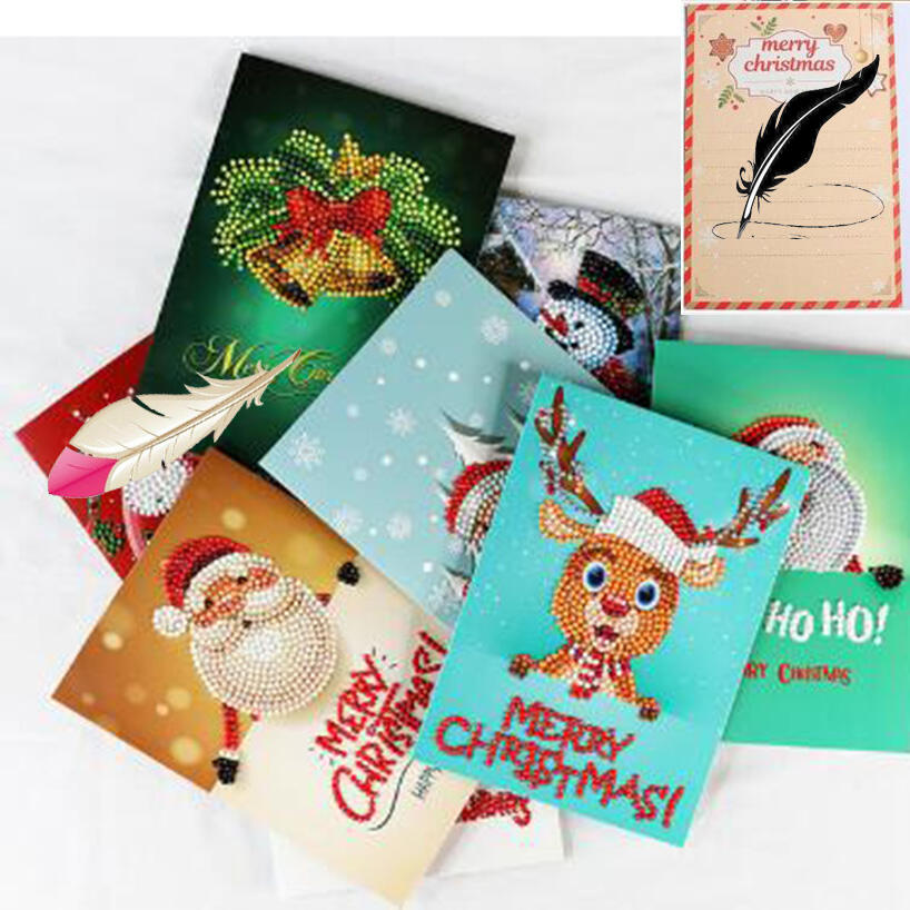 8pcs 5D DIY Diamond Painting Cartoon Paper Greeting Postcards Craft Kids Festival Greet Cards Mini Santa Claus Merry Christmas|Diamond Painting Cross Stitch| - AliExpress