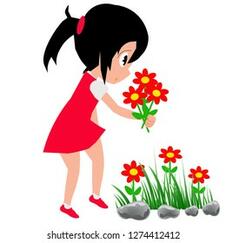 Girl Pick Many Red Flowers Stock Vector (Royalty Free) 1274412412 | Shutterstock