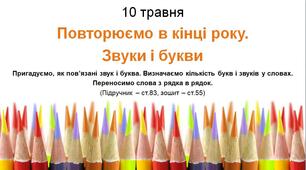 Презентація до уроку української мови - Повторюємо в кінці року.  Звуки і букви - 2 клас НУШ