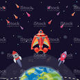 Cartoon Scifi Space Background Stock Illustration - Download Image Now - iStock