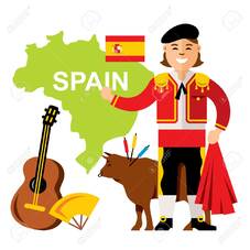 A Vector Travel Concept Spain. Flat Style Colorful Cartoon Illustration. Royalty Free SVG, Cliparts, Vectors, And Stock Illustration. Image 74617655.