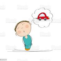 Happy Boy Or A Young Man Dreaming Of A New Car Original Hand Drawn Illustration Stock Illustration - Download Image Now - iStock